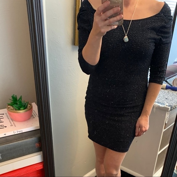 Windsor Navy Drape Back Stretch Metallic Mini Dress - Picture 8 of 8